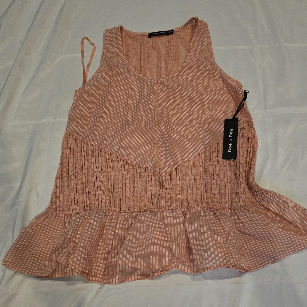 NWT Doe & Rae Womens Light Orange See through Size M Tank Top